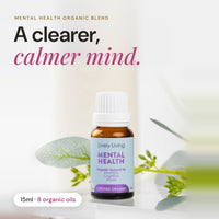 Mental Health certified organic essential oil 15ml among green leaves: a clearer, calmer mind, 8 organic oils