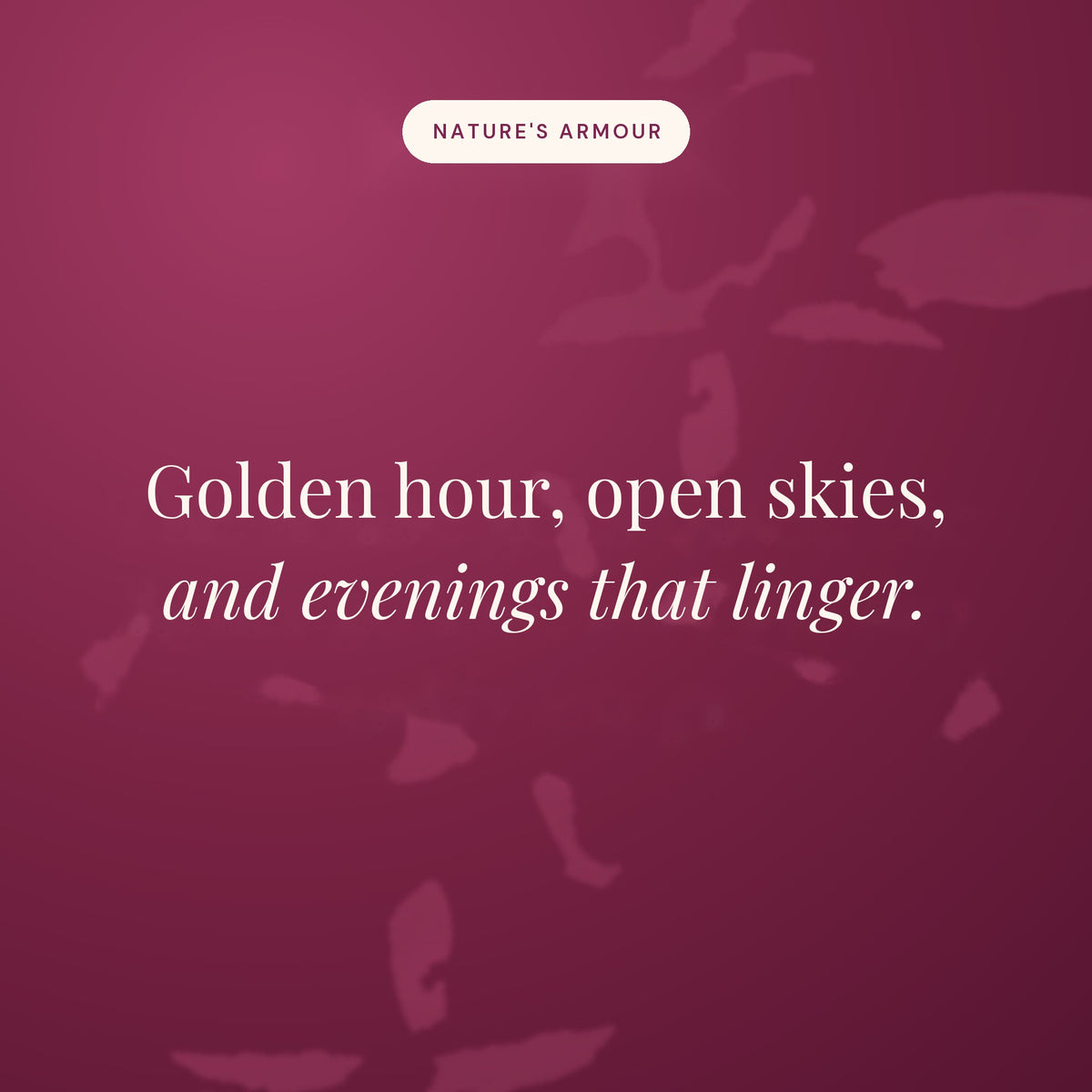 Golden hour, open skies, and evenings that linger