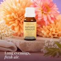 Nature's Armour oil on stone with flowers: long evenings, fresh air