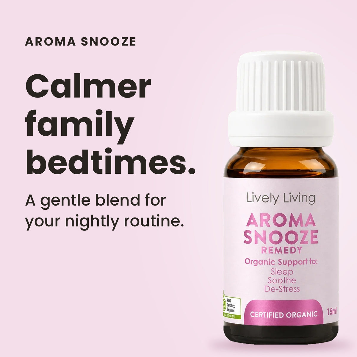 Aroma Snooze organic essential oil: calmer family bedtimes