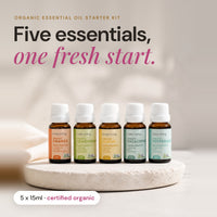 Organic Essential Oil Starter Kit, 5 x 15ml certified organic oils