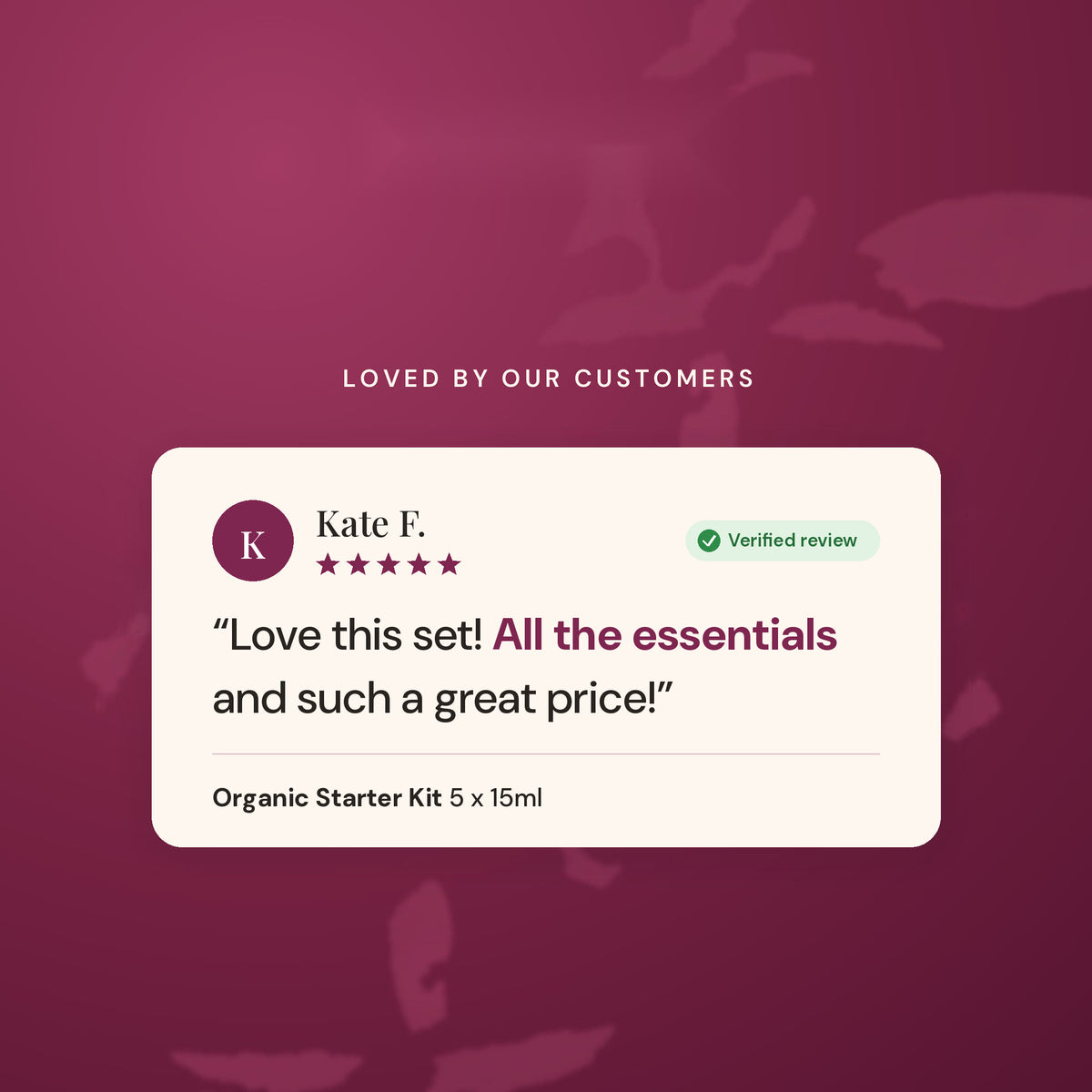 Verified customer review of the starter kit