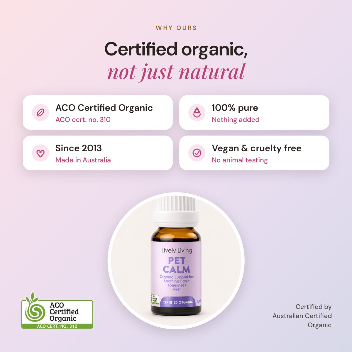 Pet Calm ACO Certified Organic Essential Oil 15ml