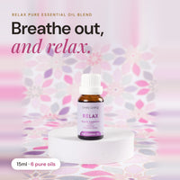 Relax pure essential oil blend 15ml: breathe out and relax