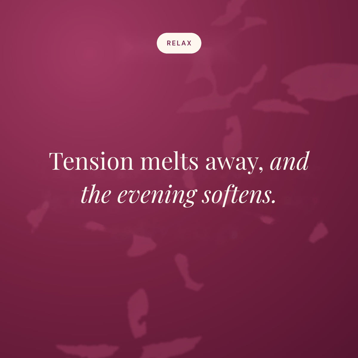 Tension melts away, and the evening softens