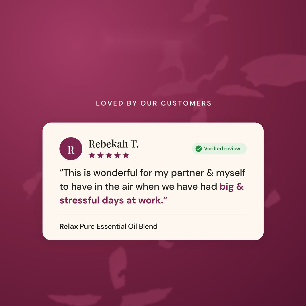 Verified customer review of Relax essential oil: wonderful after big and stressful days at work