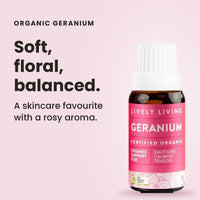 Geranium essential oil: soft, floral, balanced