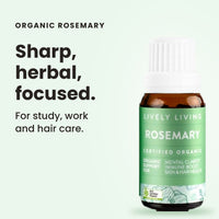 Rosemary essential oil: sharp, herbal, focused