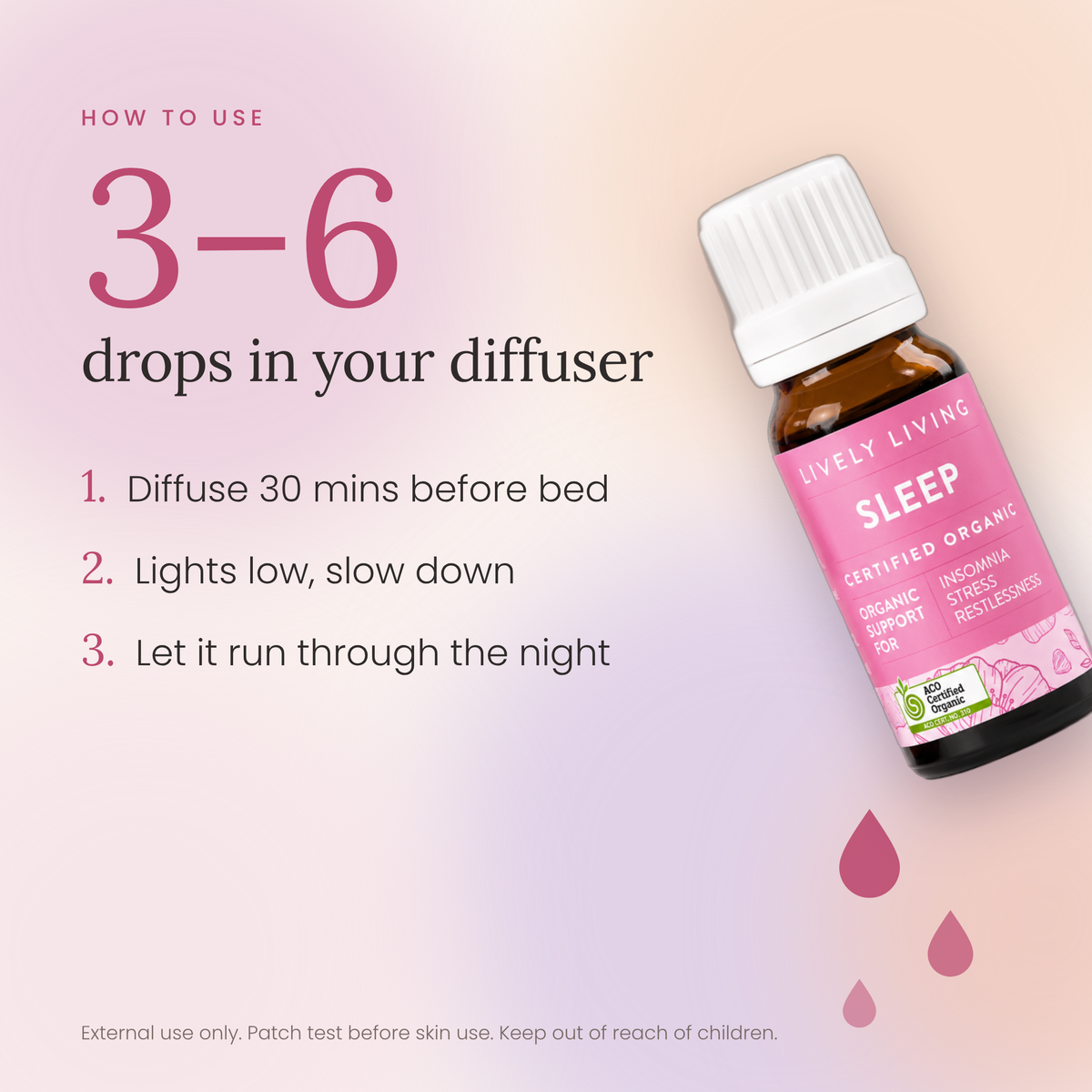 Sleep certified organic essential oil, 2 to 5 drops in your diffuser