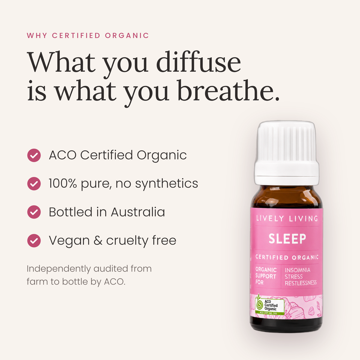 Sleep essential oil is ACO certified organic