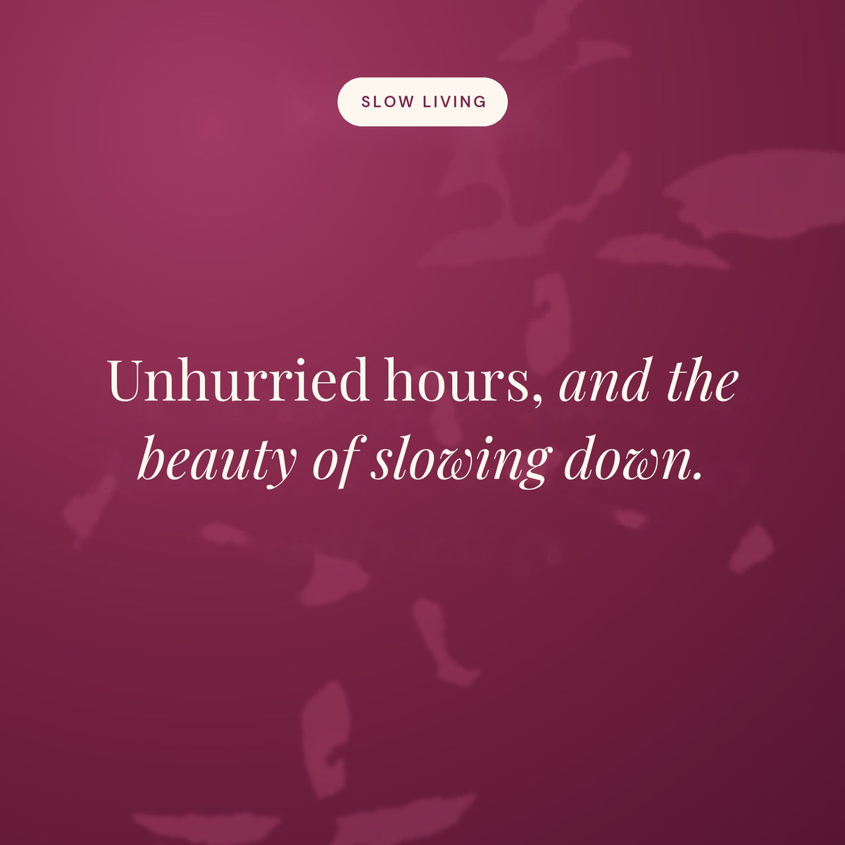 Unhurried hours, and the beauty of slowing down