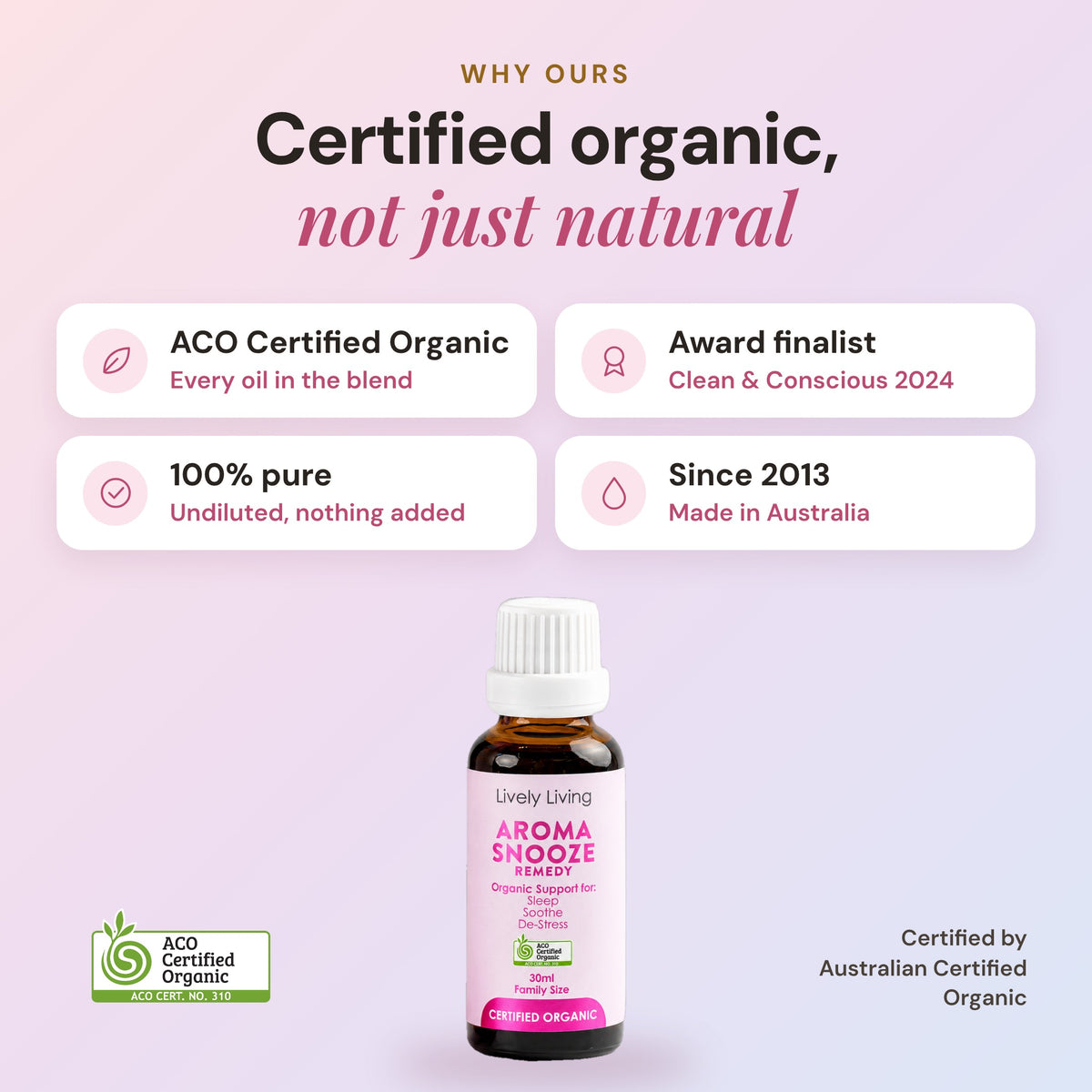 Snooze ACO Certified Organic Essential Oil - Large Size 30ml
