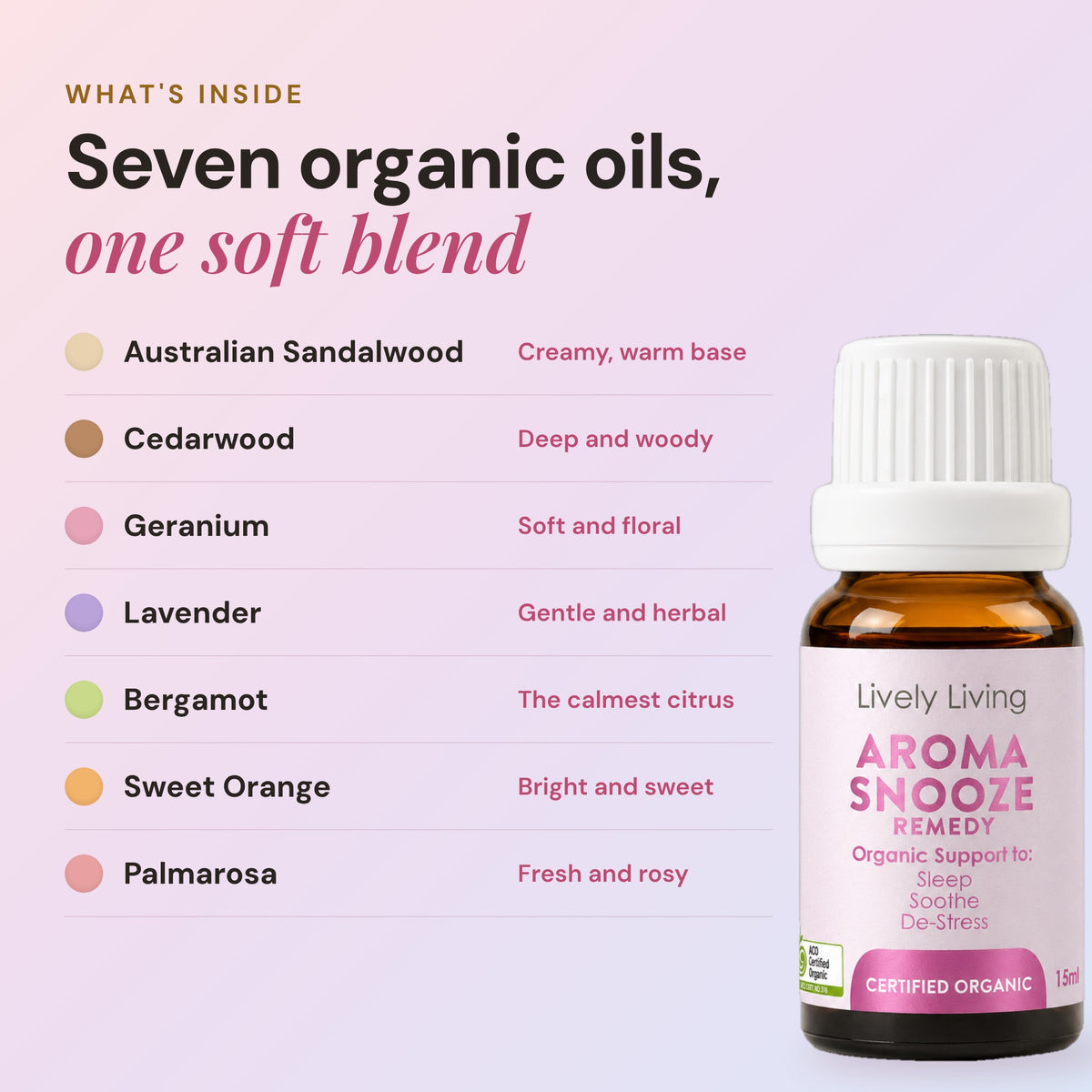 Aroma Snooze ACO Certified Organic Essential Oil 15ml