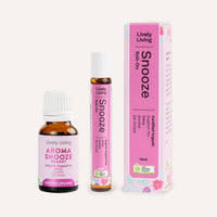 Lively Living Aroma Snooze product with bottle and packaging on a white background