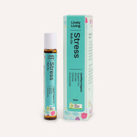 Lively Living Stress roll-on bottle and packaging on a white background