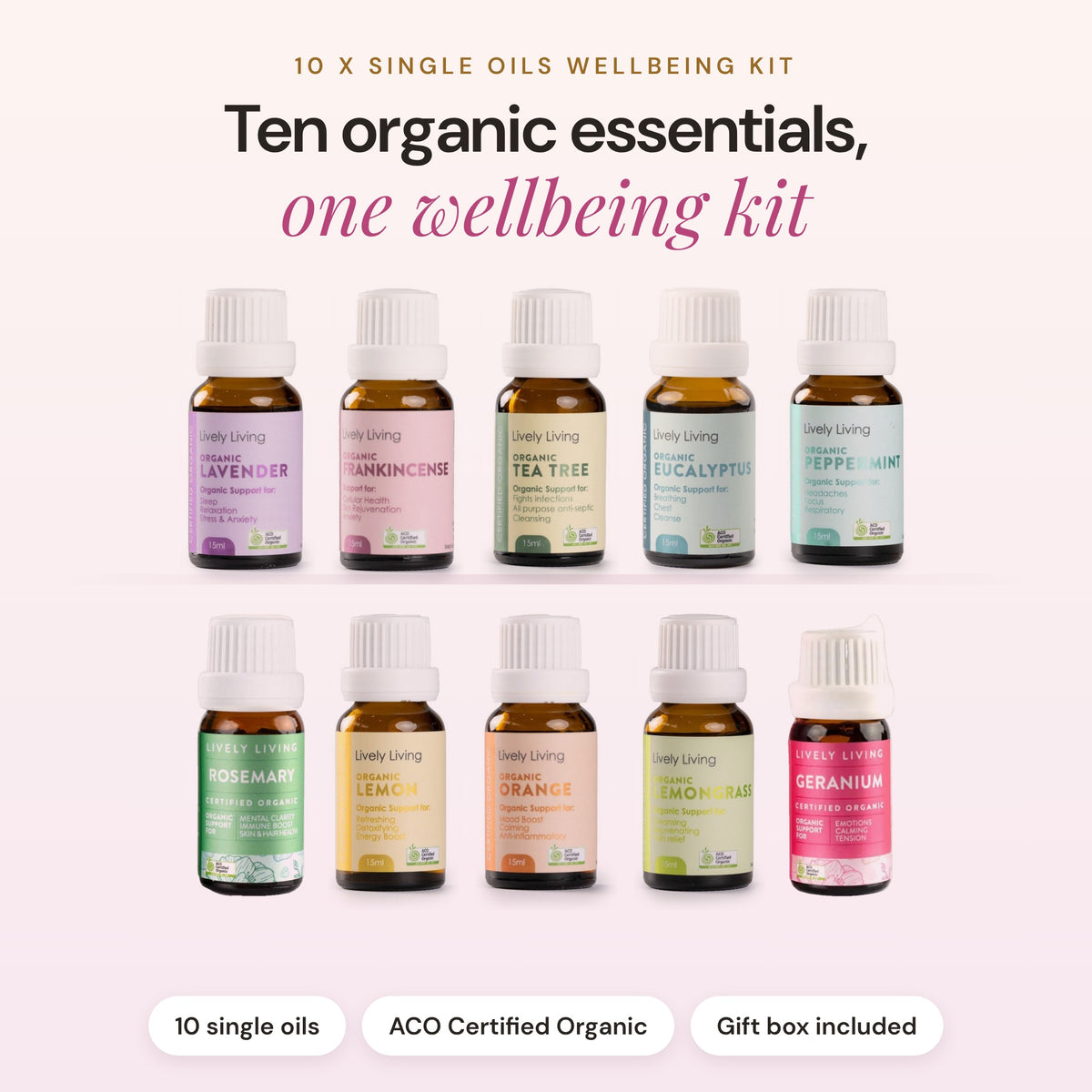 10 x Organic Single Oils Wellbeing Kit