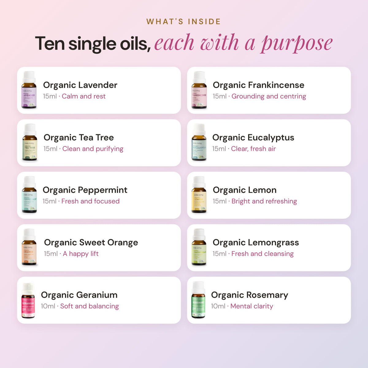 10 x Organic Single Oils Wellbeing Kit