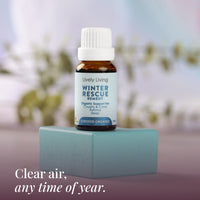Winter Rescue 15ml certified organic oil on a mint block: clear air, any time of year